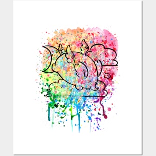 Angel Elephant Rainbow Paint Splatter Posters and Art